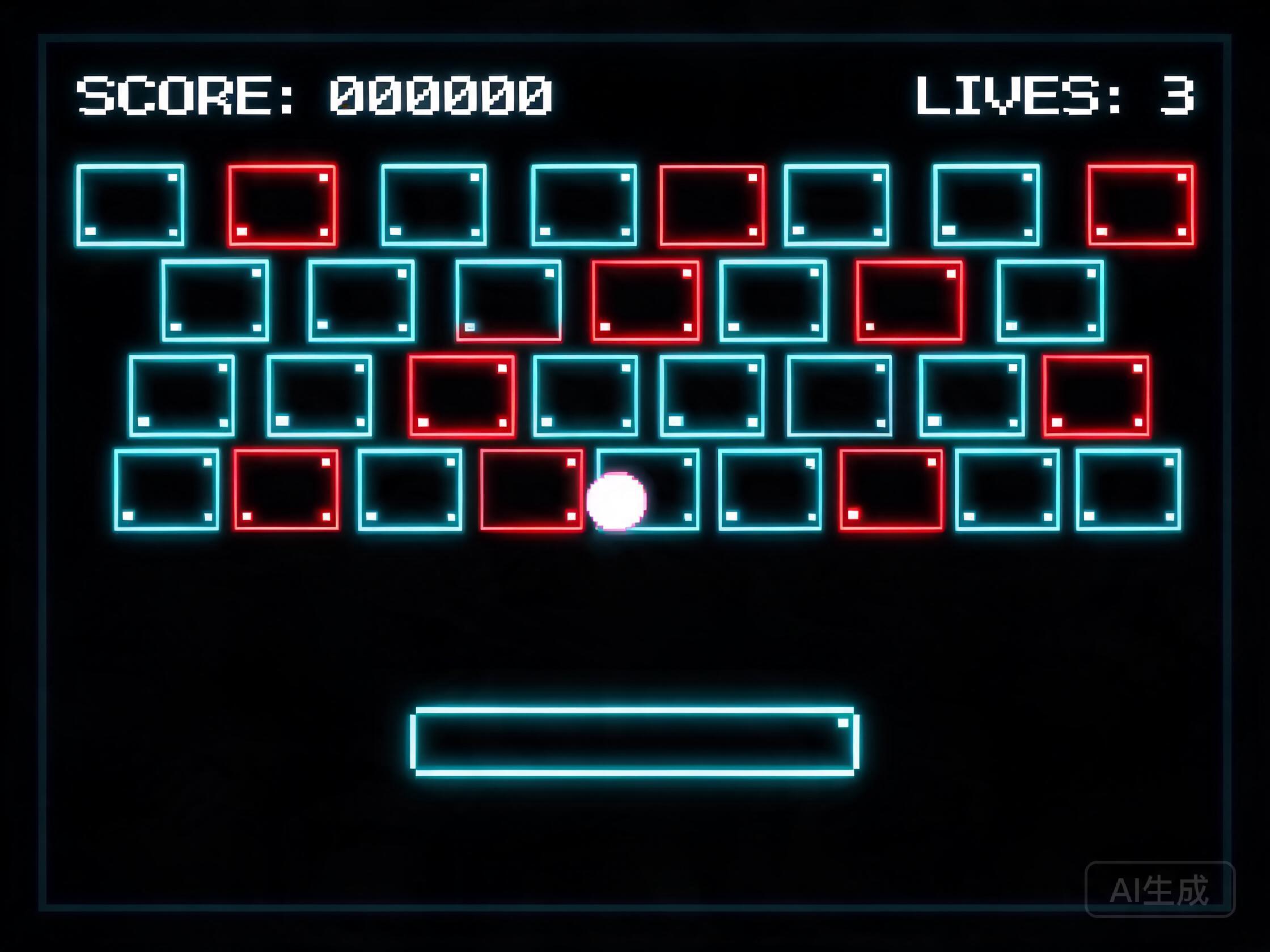 Neon Breakout gameplay screenshot on Amielove